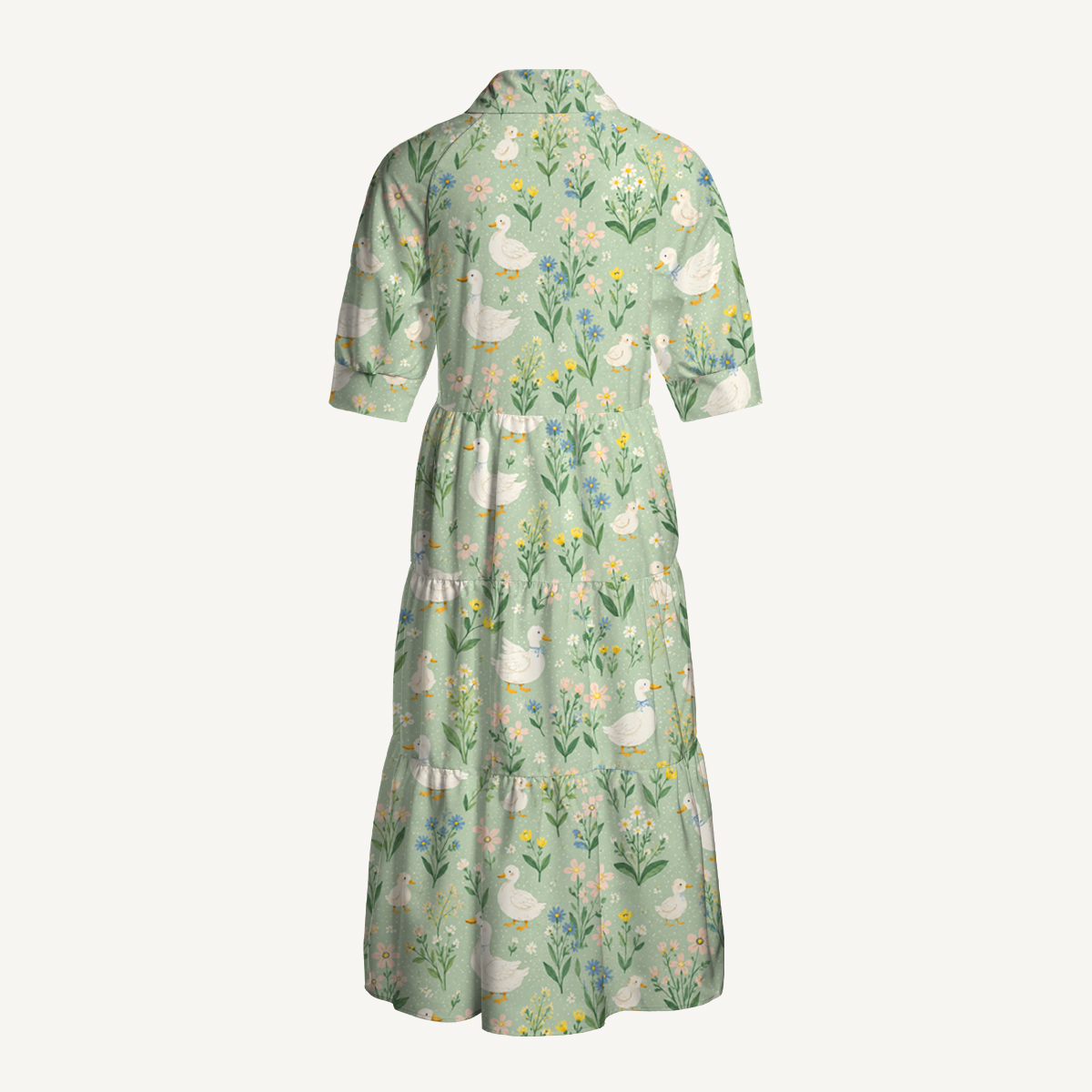 Country Duck & Bloom  Print Casual Midi Dress With Pockets