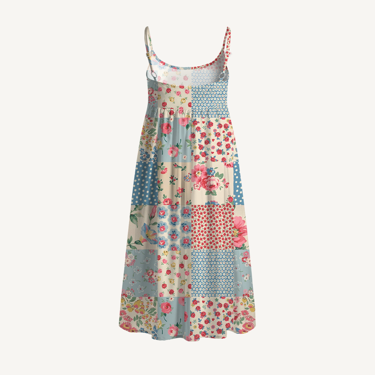 Boho Floral Pastel Patc Mini Dress