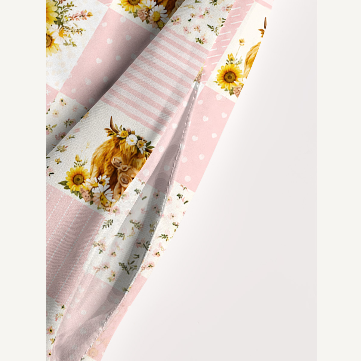  Highland Cow Floral Patchwork Print Wide Straps Maxi Dress With Pockets