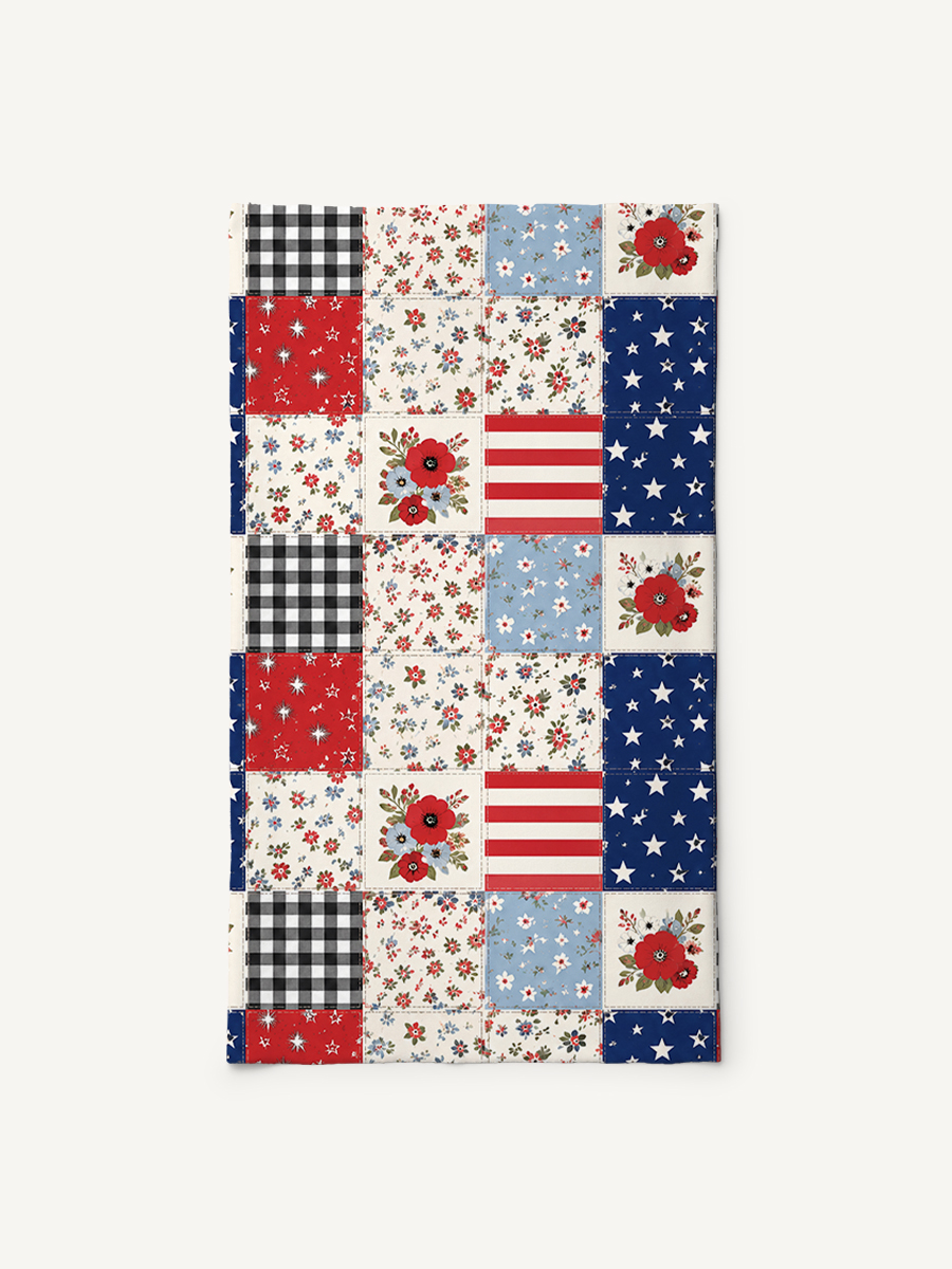 Flower Americana Patchwork Print Boho Bandeau Headband