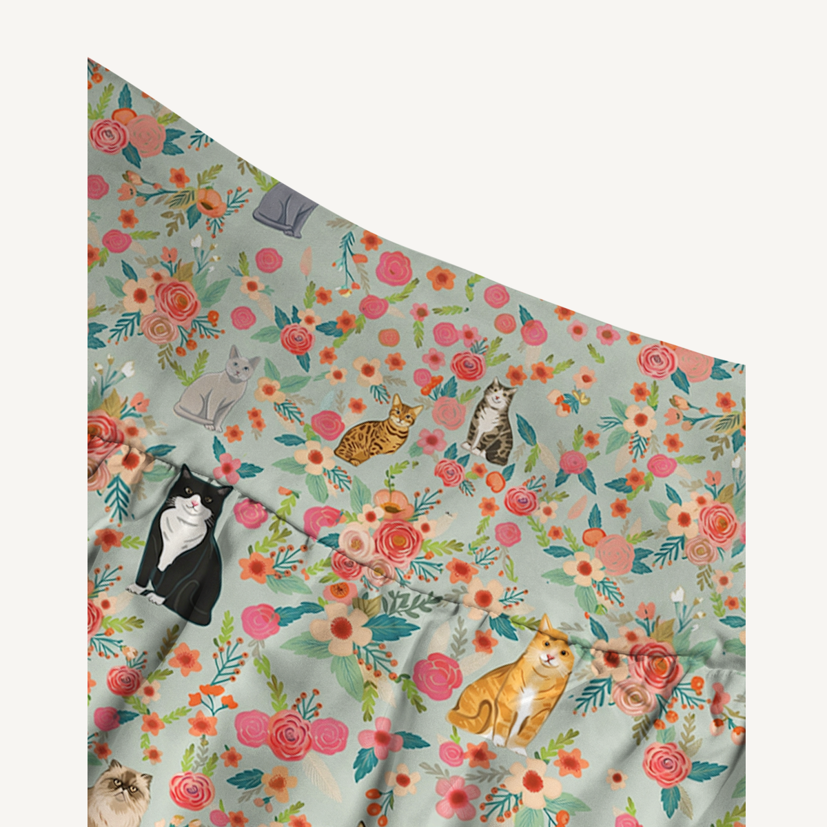 Flower Cat Print Maxi Skirt