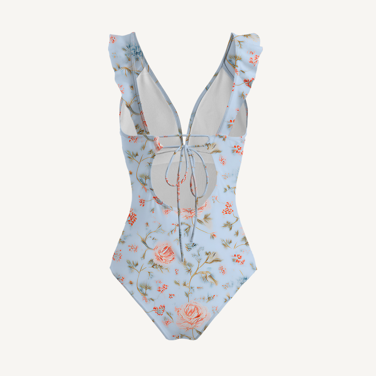 Rosabelle Bloom Ruffled V Neck One Piece Swimsuit and Matching Midi Skirt Set