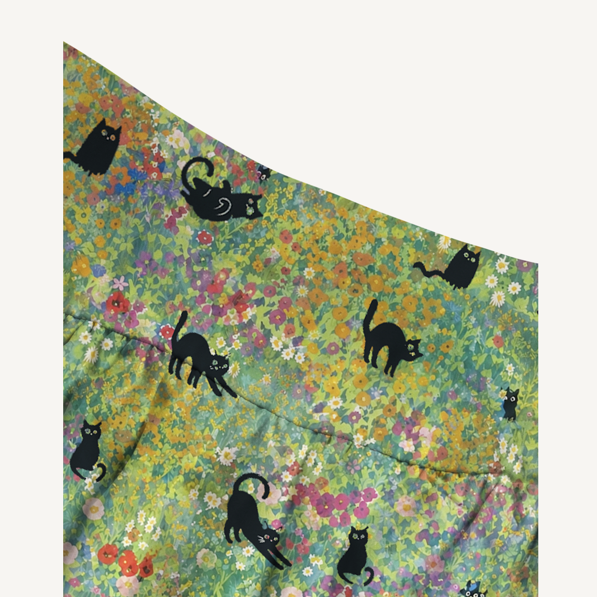 Wildflower Garden Black Cat Print Maxi Skirt