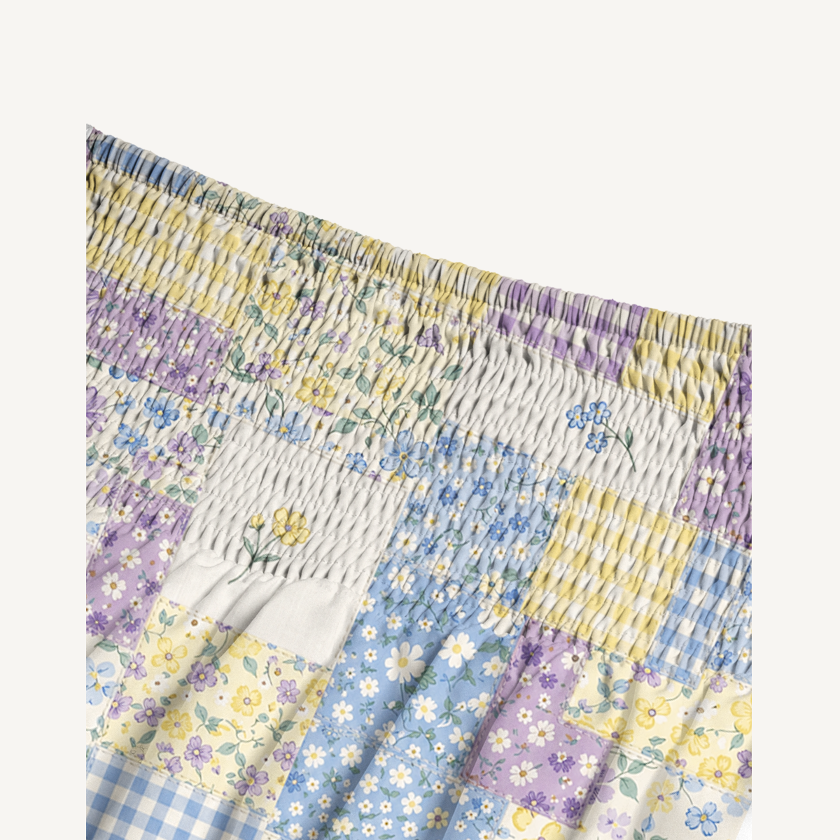 Floral Meadow Patchwork Print Maxi Skirt