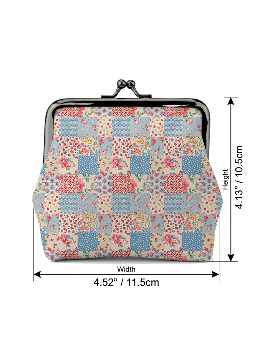 Pastel Patc Print Leather Mini Clasp Purse
