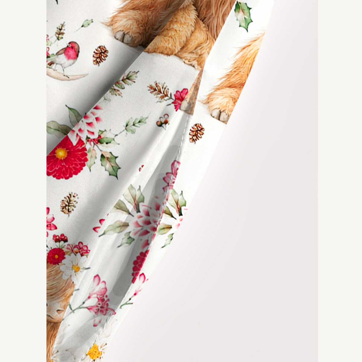 Strawberry Meadow Highland Cow Print Wide Straps Maxi Dress With Pockets