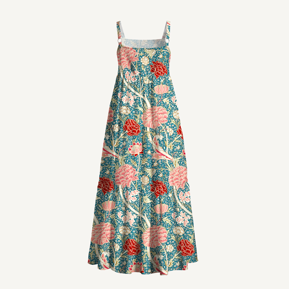 Vintage Peony Lotus Floral Print Slip Dress