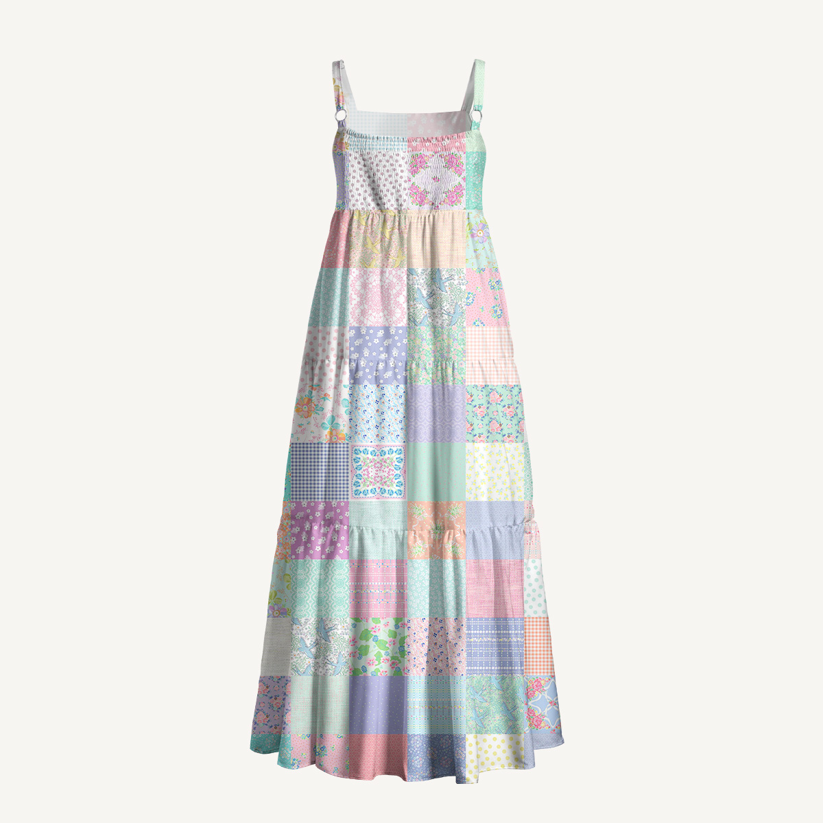 Vintage Quilt Patchwork Print Slip Dress