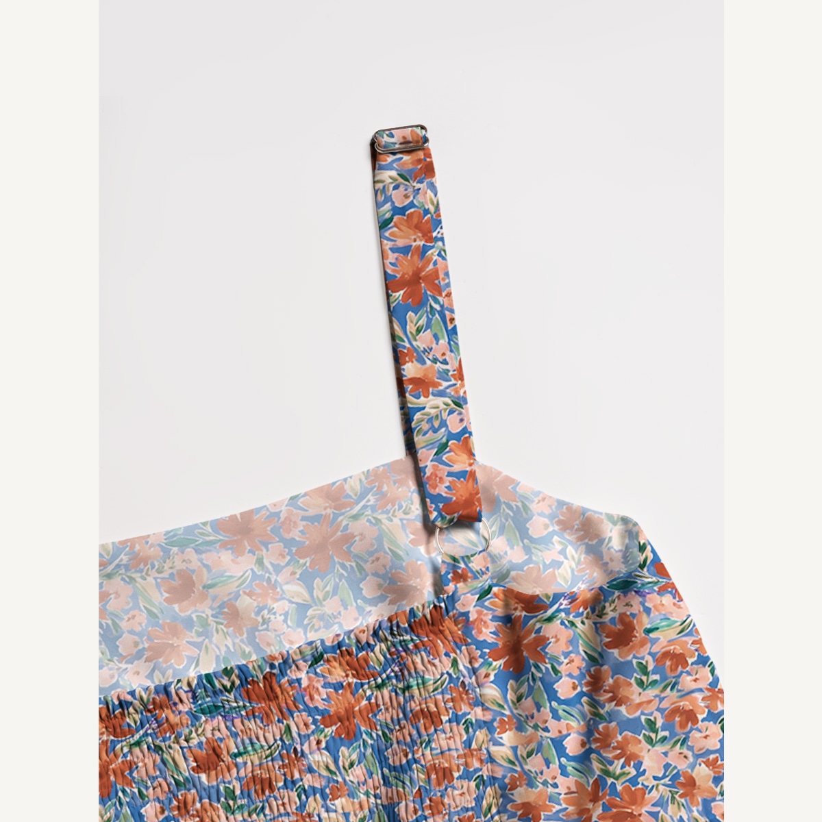 Retro Orange Flower Meadow Print Slip Dress