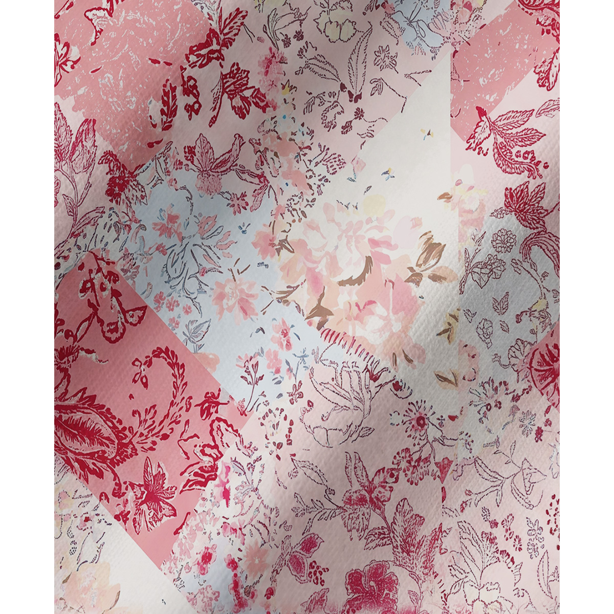 Shabby Chic Floral Patchwork Print Long Pajama Set 