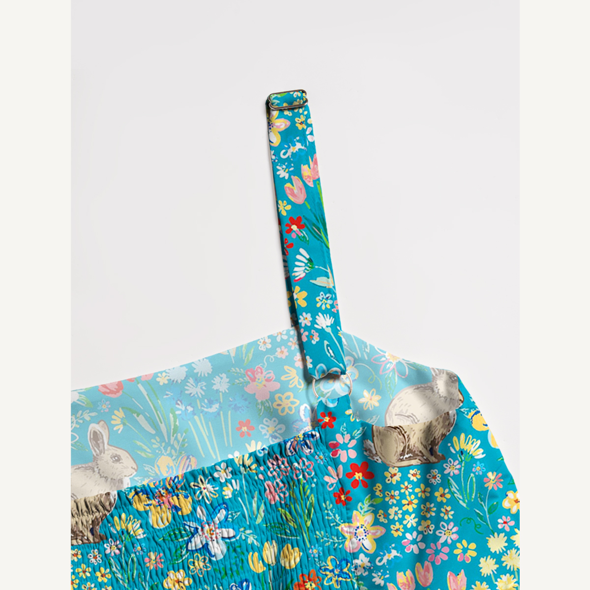 Blue Garden Rabbit Print Slip Dress