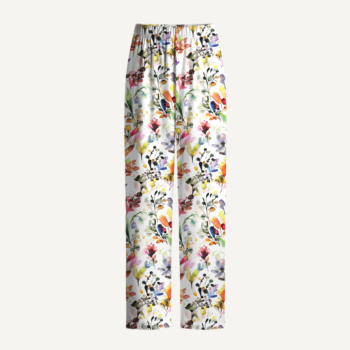 Watercolor Wildflower Garden Print Long Pajama Set 
