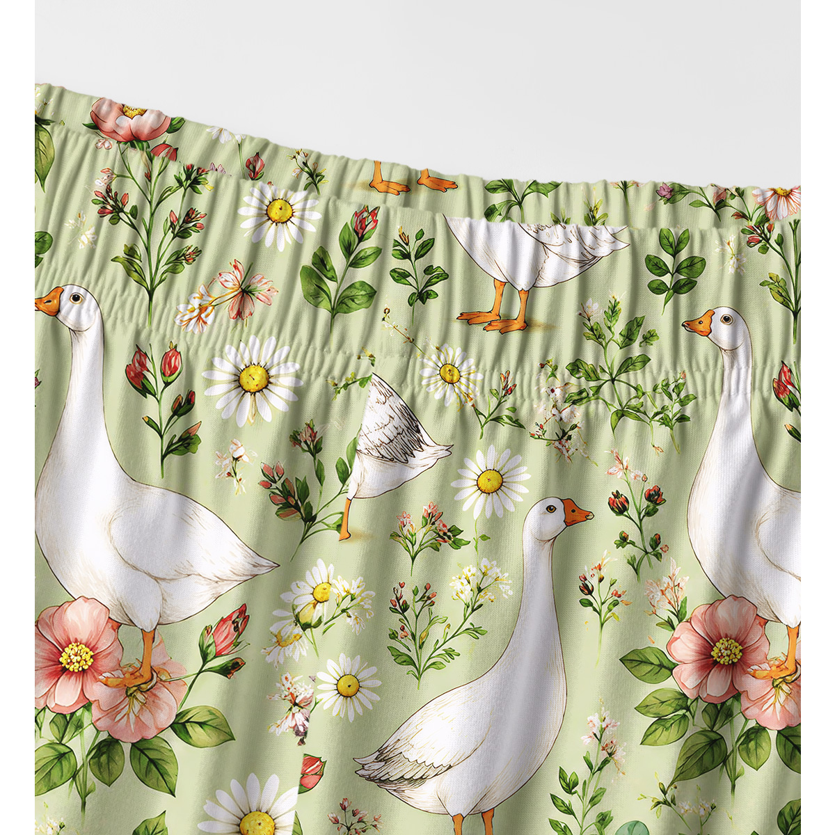 Pastoral Goose Garden Print Long Pajama Set 