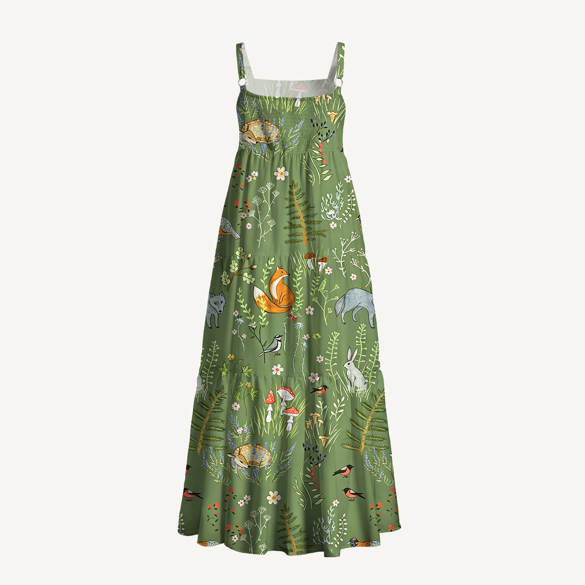 Whimsical Woodland Animals Print Slip Dress