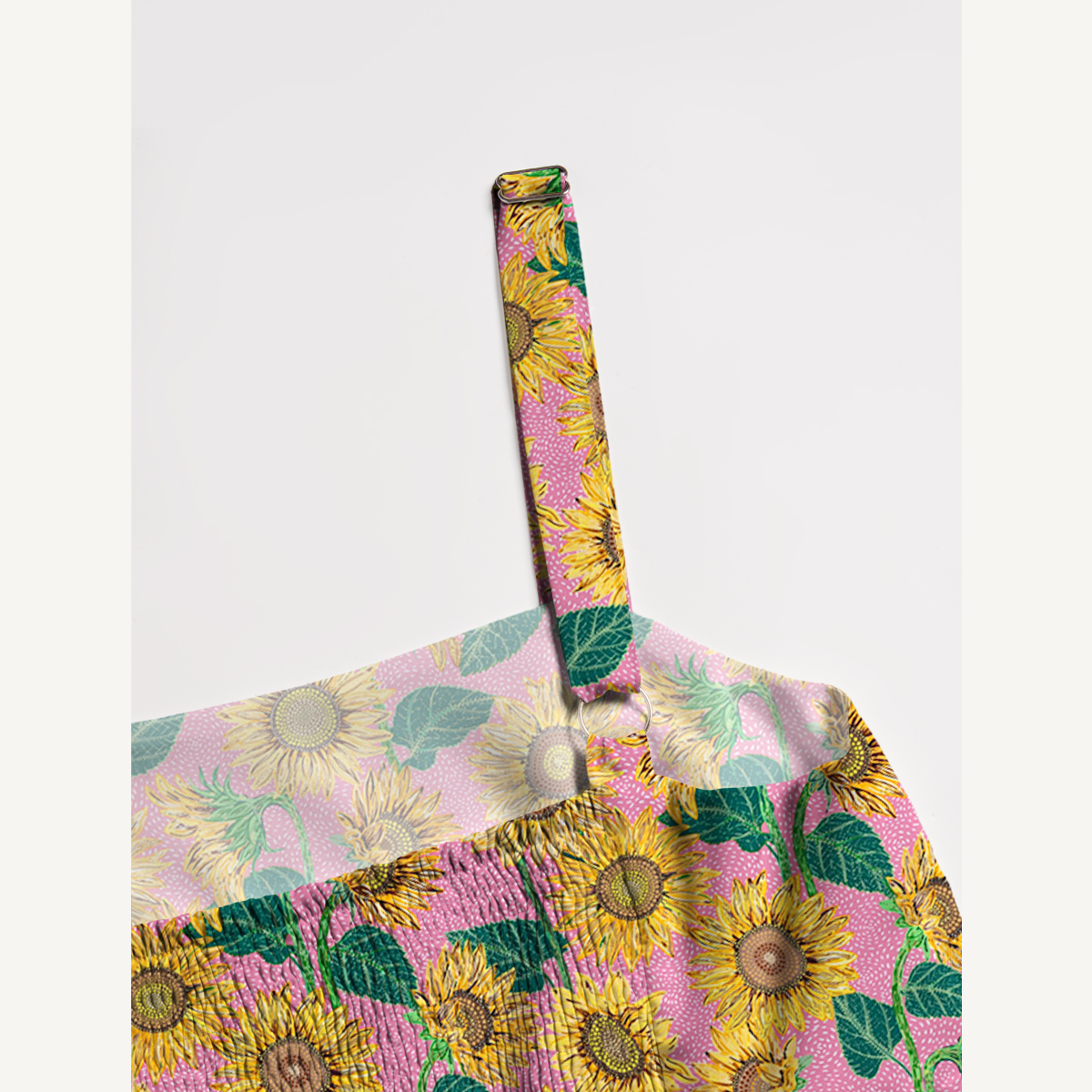 Vibrant Sunflower Floral Print Slip Dress