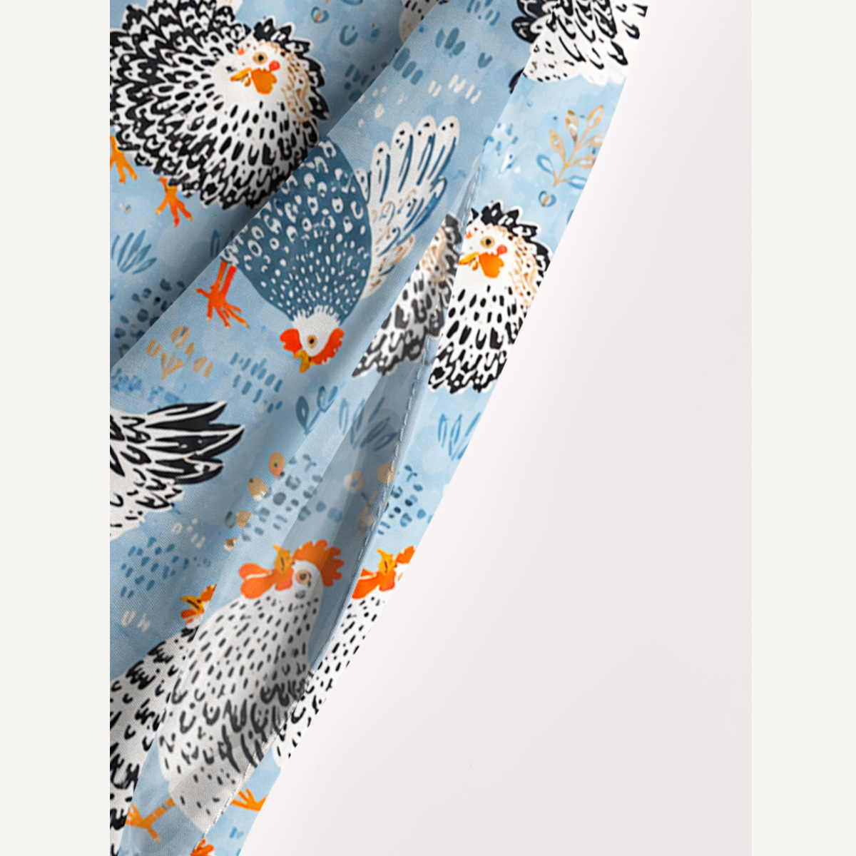 Chickens Blue Print Wide Straps Maxi Dress With Pockets