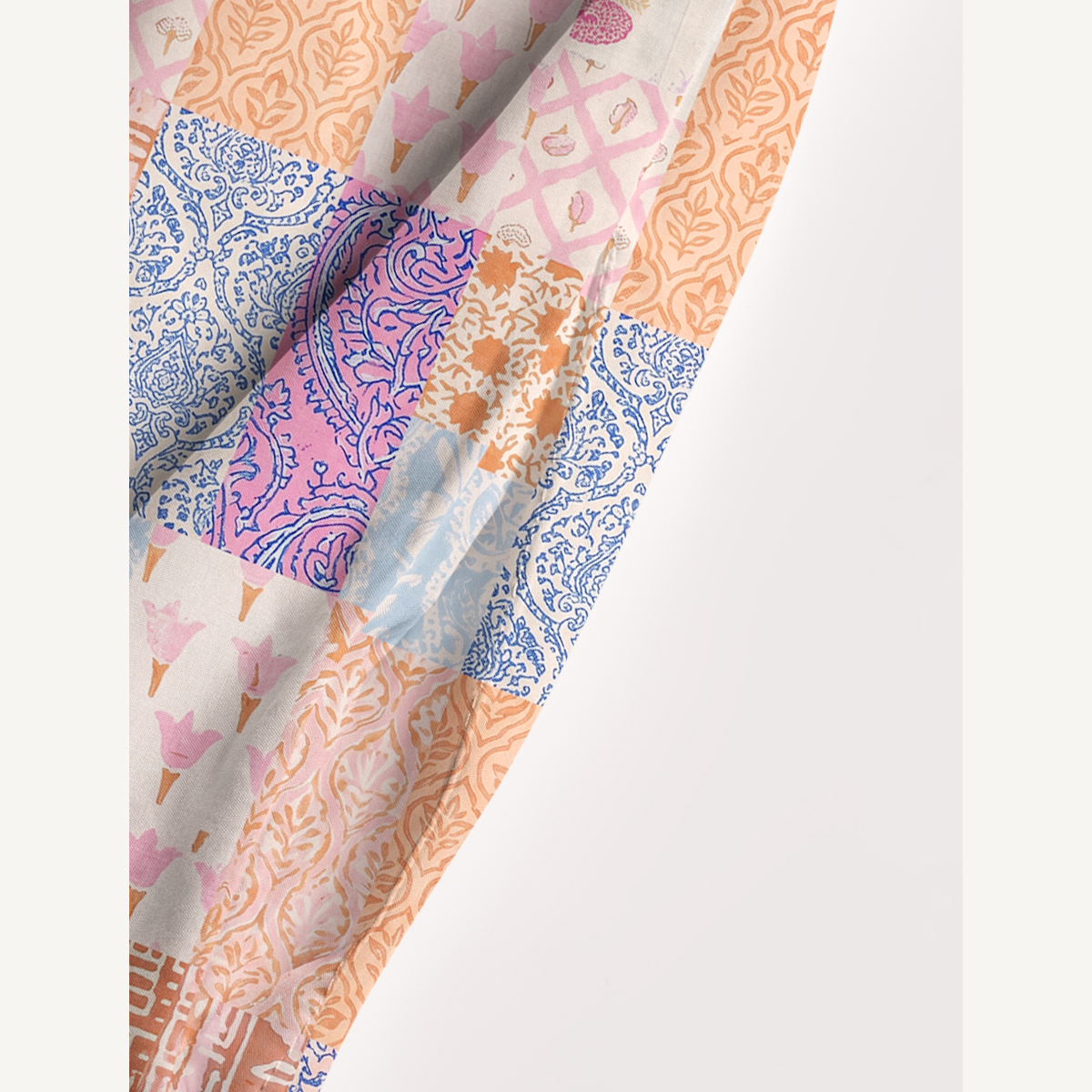 Retro Bohemian Quilt Print Wide Straps Maxi Dress With Pockets