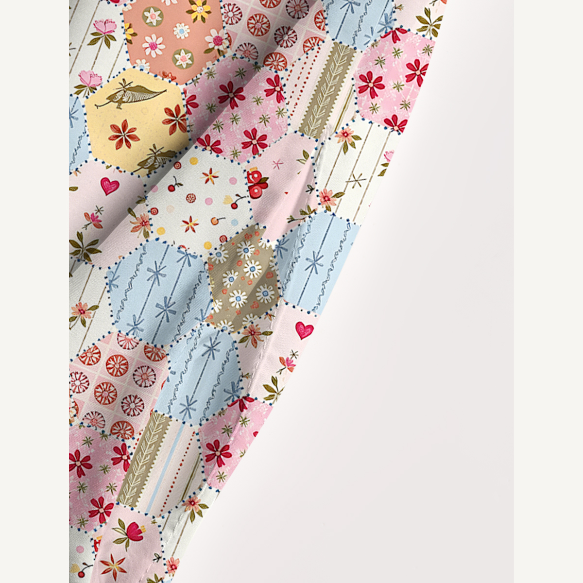 Retro Hexagon Patchwor Print Wide Straps Maxi Dress With Pockets