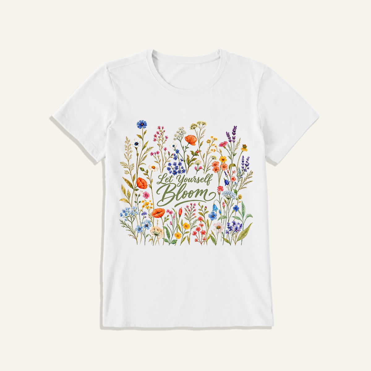 Wildflowers in the Breeze Print Crew Neck Cotton Tee
