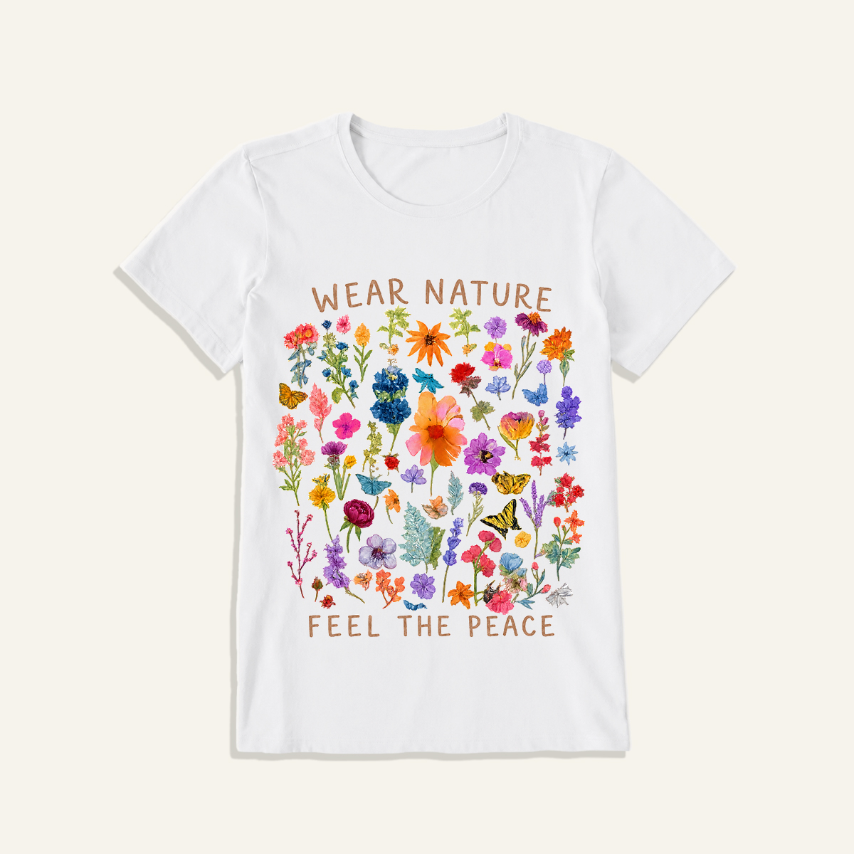 Pressed Wildflower Collection Print Crew Neck Cotton Tee
