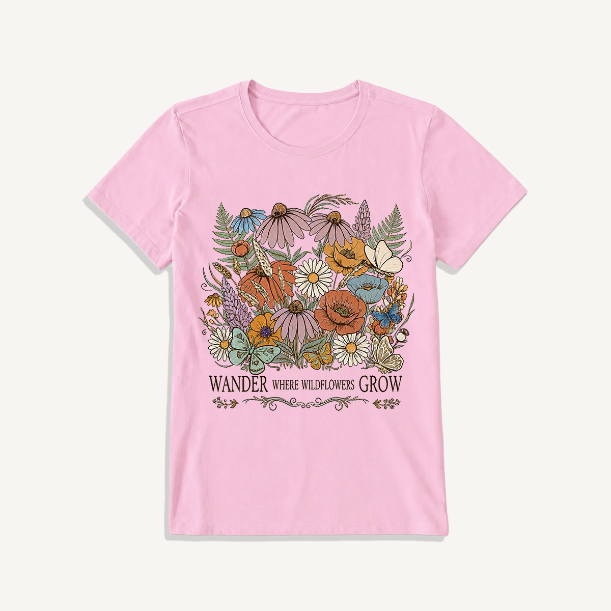 Wander Wildflowers Print Crew Neck Cotton Tee