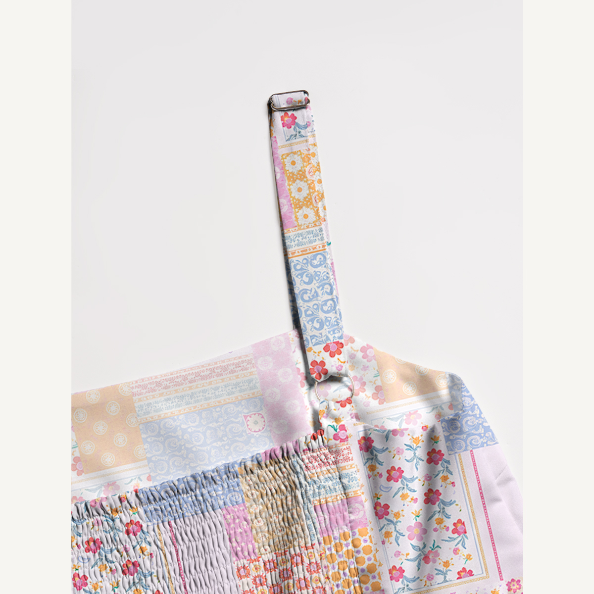 Pastel Patchwork Diary Wide Straps Maxi Dress With Pockets