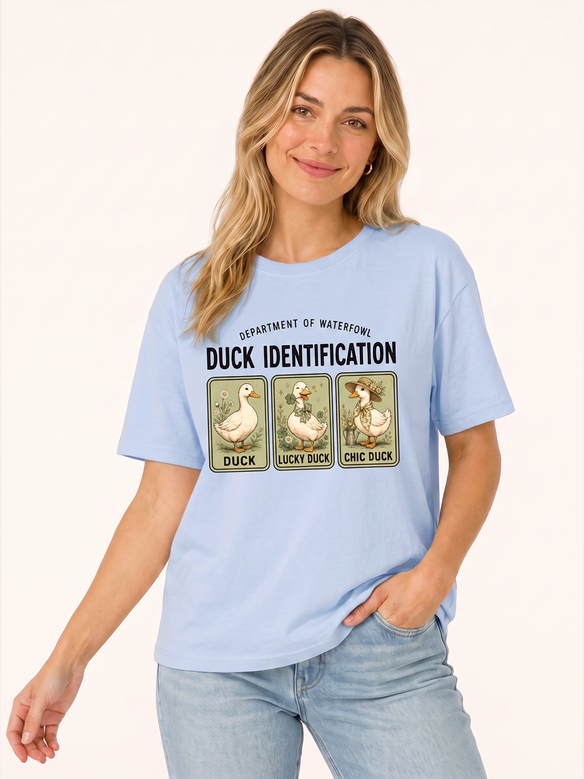 Duck Identification Print Crew Neck Cotton Tee