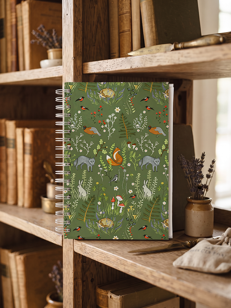 Whimsical Woodland Animals Print A5 Spiral Notebook 
