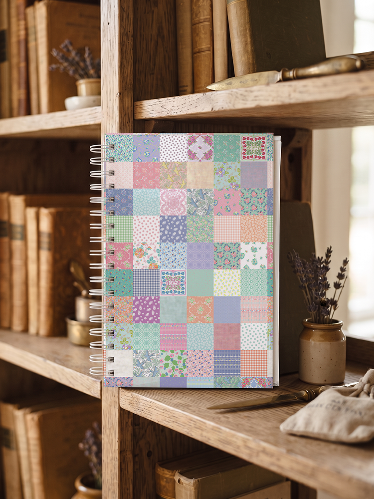 Vintage Quilt Patchwork Print A5 Spiral Notebook 