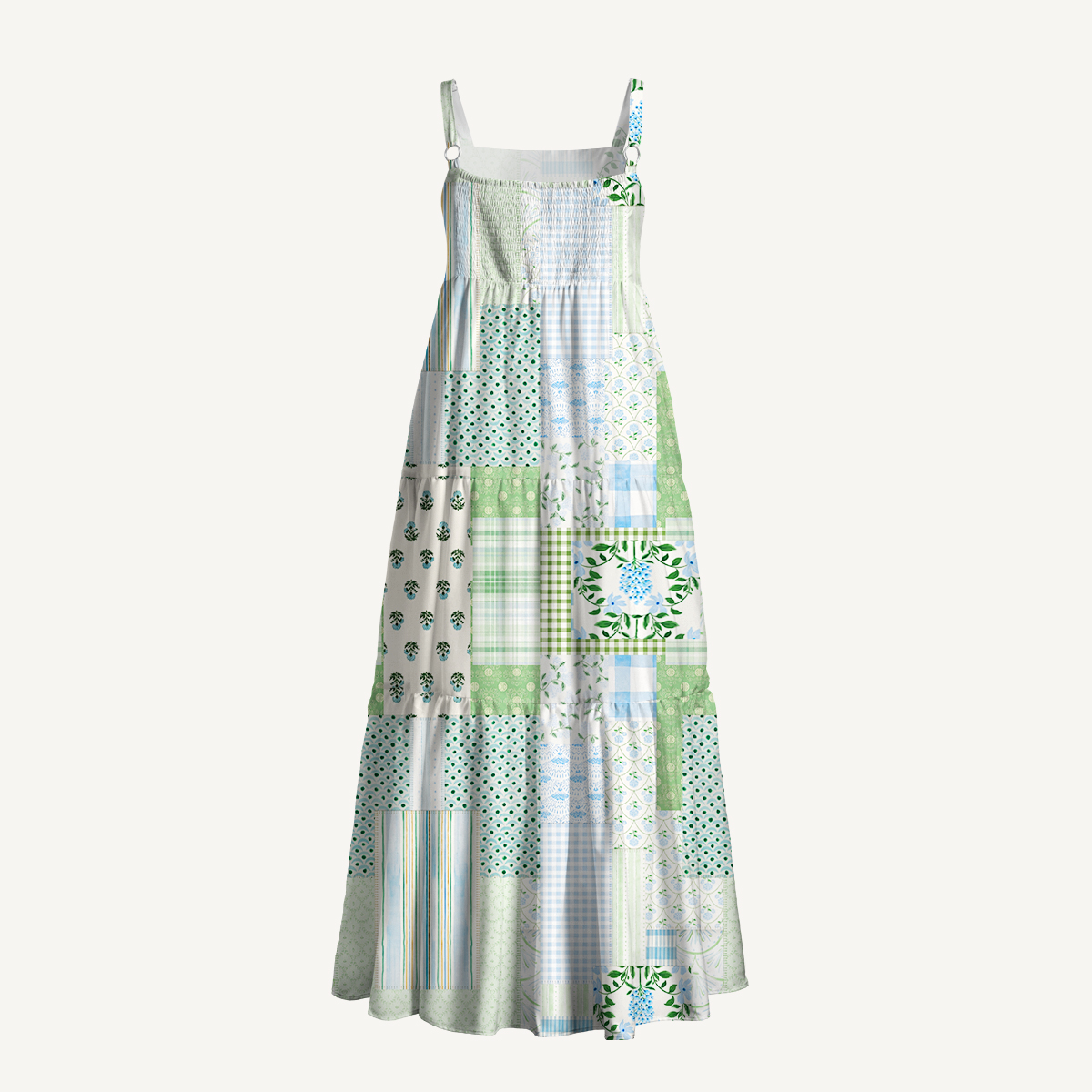 Garden Under Pale Sky Wide Straps Maxi Dress With Pockets