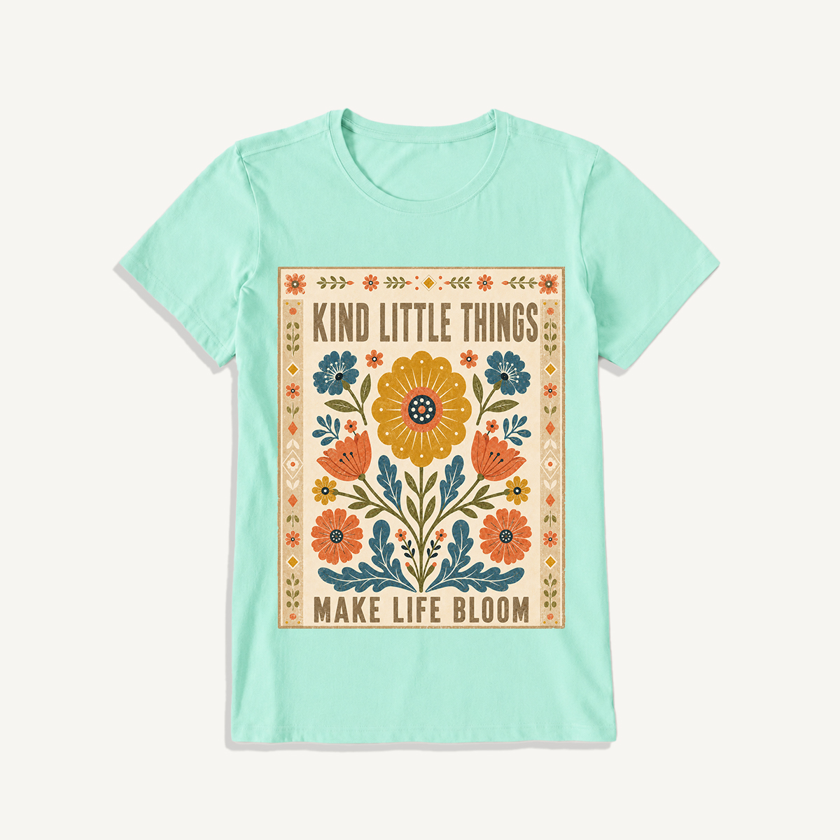 Kind Little Things Folk Bloom Print Crew Neck Cotton Tee