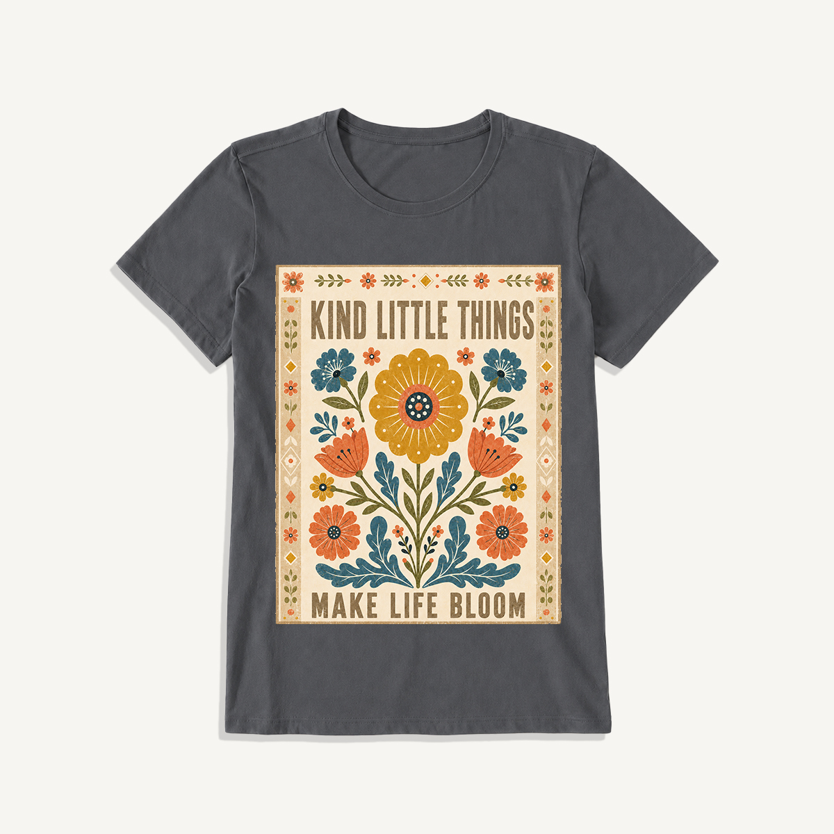 Kind Little Things Folk Bloom Print Crew Neck Cotton Tee
