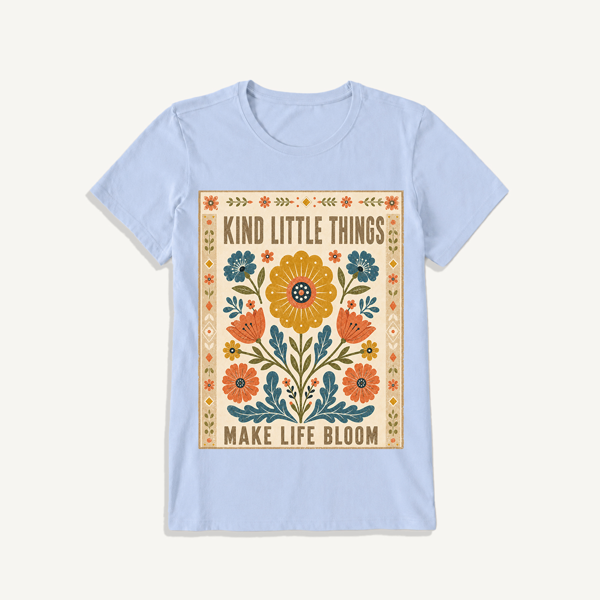 Kind Little Things Folk Bloom Print Crew Neck Cotton Tee