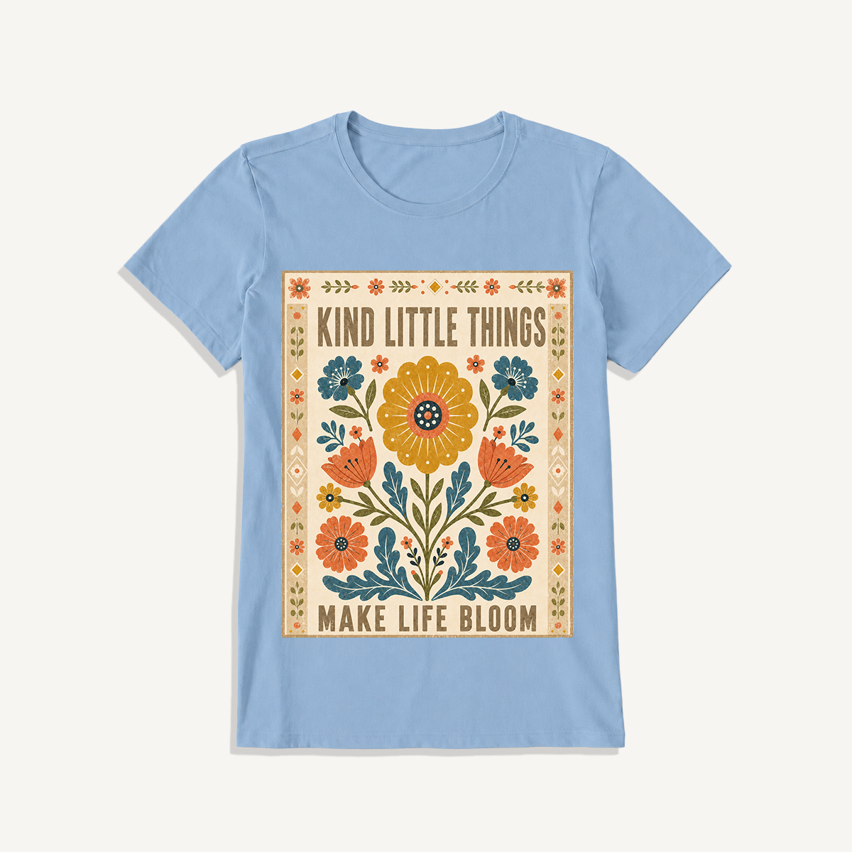 Kind Little Things Folk Bloom Print Crew Neck Cotton Tee