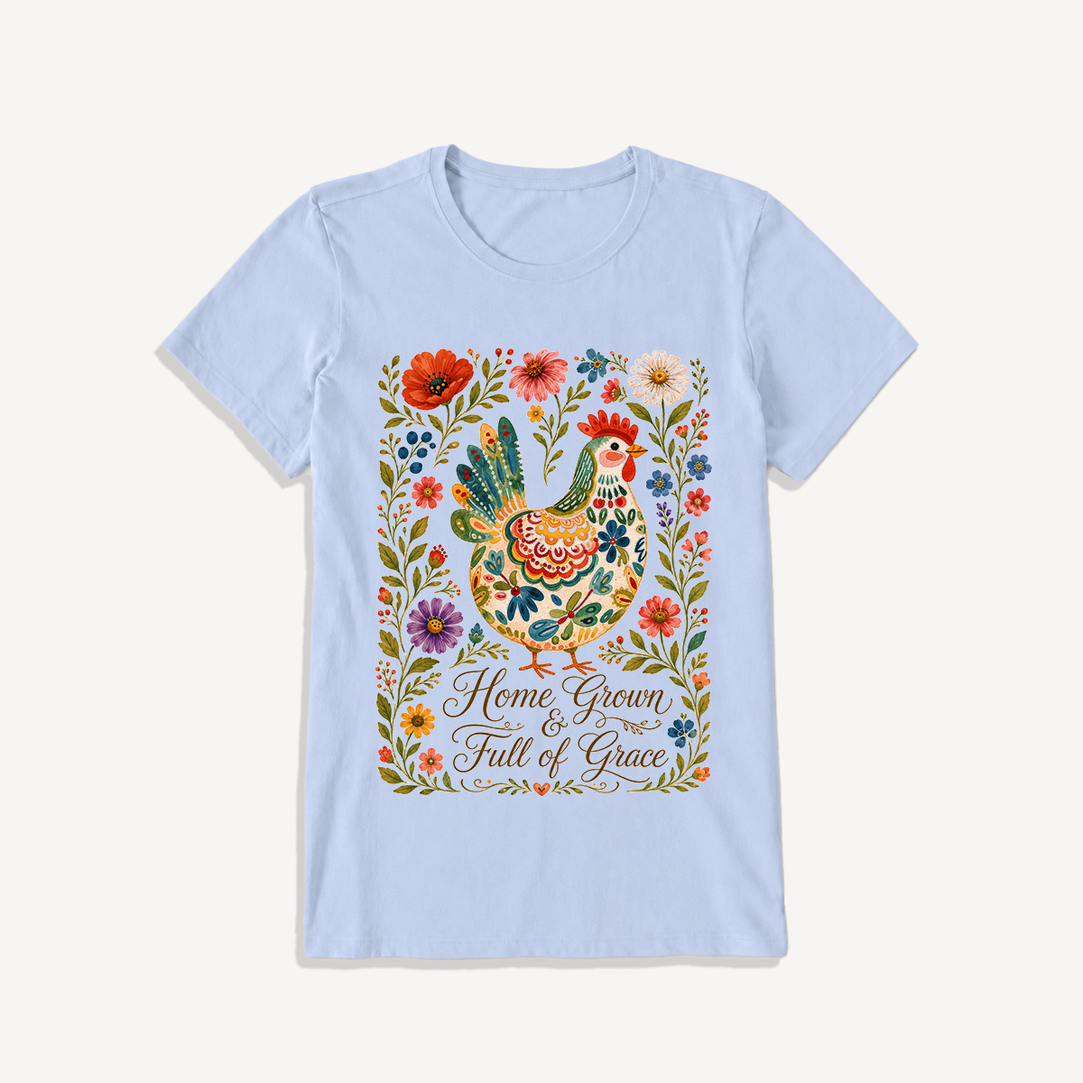 Vintage Hen Breed Guide Print Crew Neck Cotton Tee