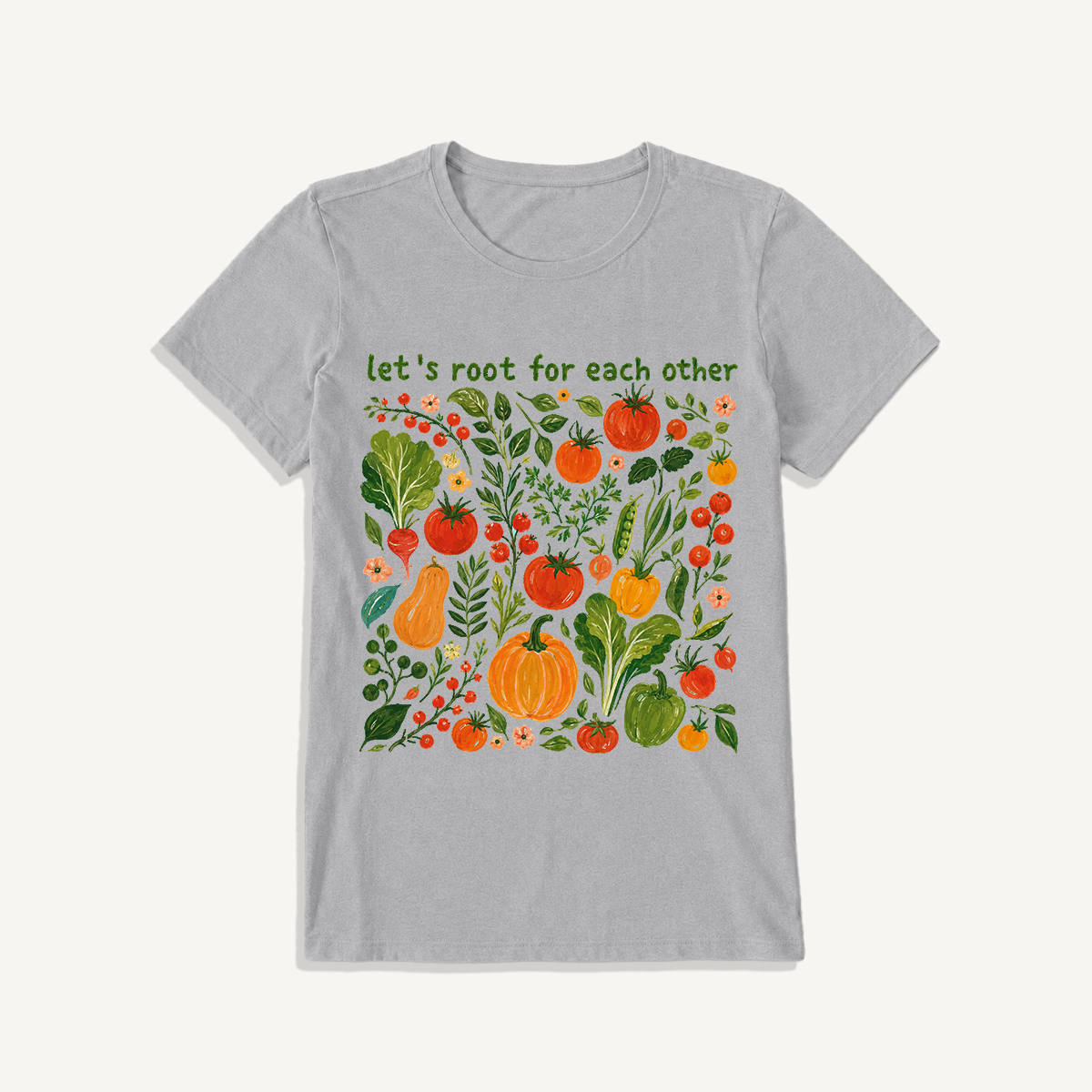 Root for Each Other Garden Print Crew Neck Cotton Tee