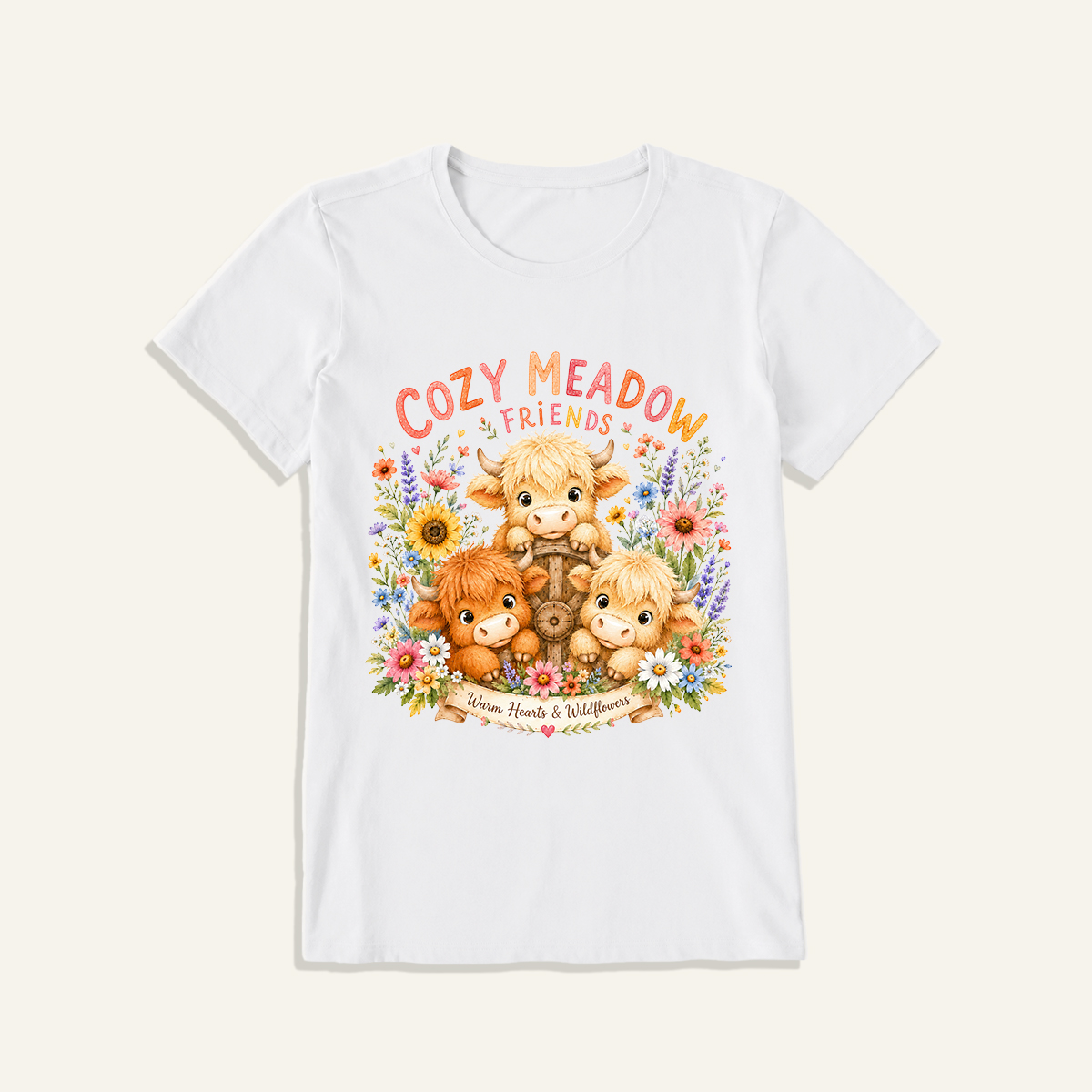 Cozy Meadow Coop Print Crew Neck Cotton Tee