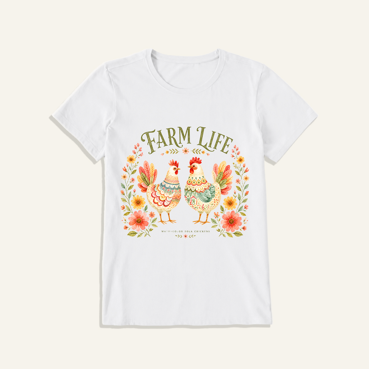 Cozy Farm Life Print Crew Neck Cotton Tee