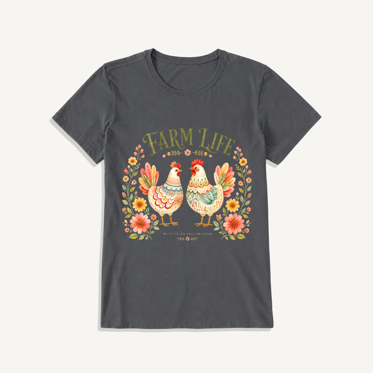 Cozy Farm Life Print Crew Neck Cotton Tee
