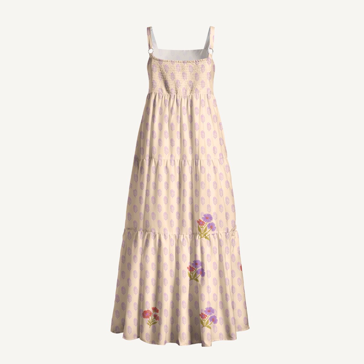 Sweet Blossom Camisole Print Wide Straps Maxi Dress With Pockets