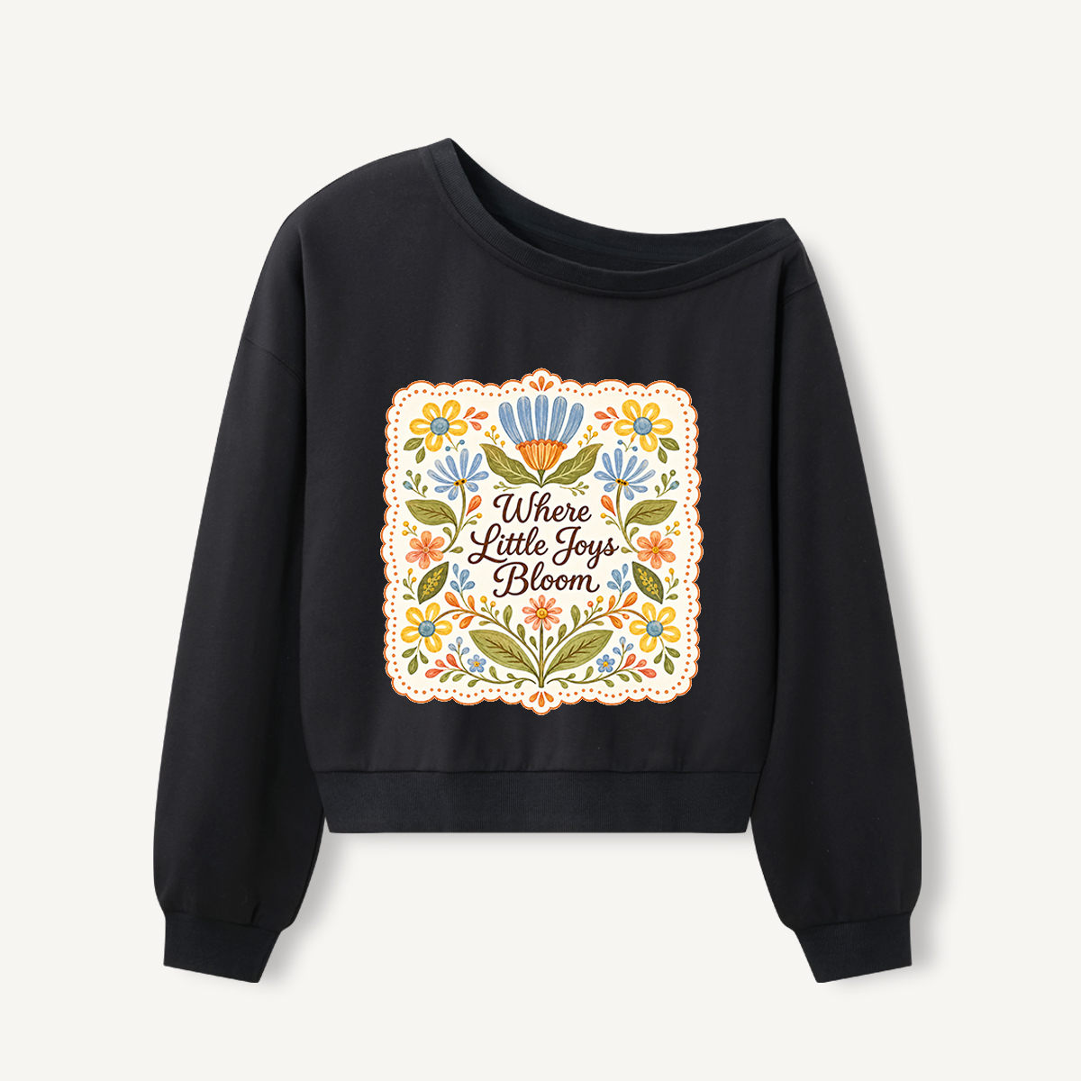 Joys in Bloom Print Off Shoulder Sweatshirts 