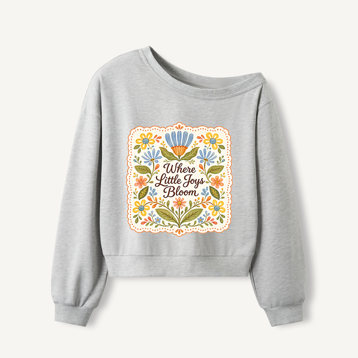 Joys in Bloom Print Off Shoulder Sweatshirts 