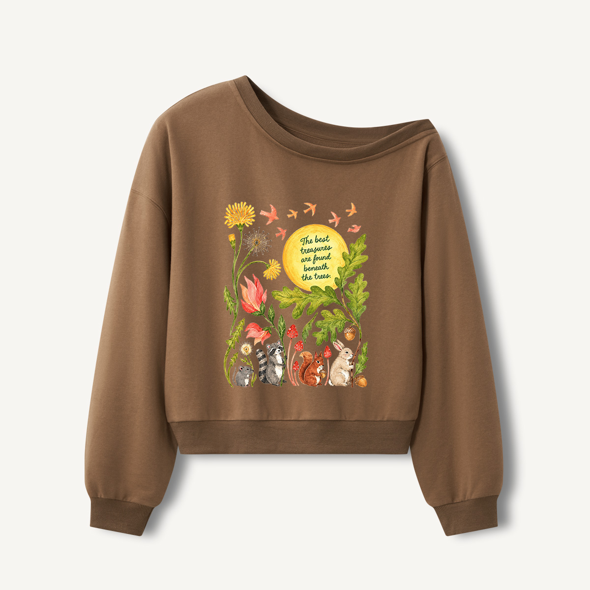 Beneath The Trees Print Off Shoulder Sweatshirts 