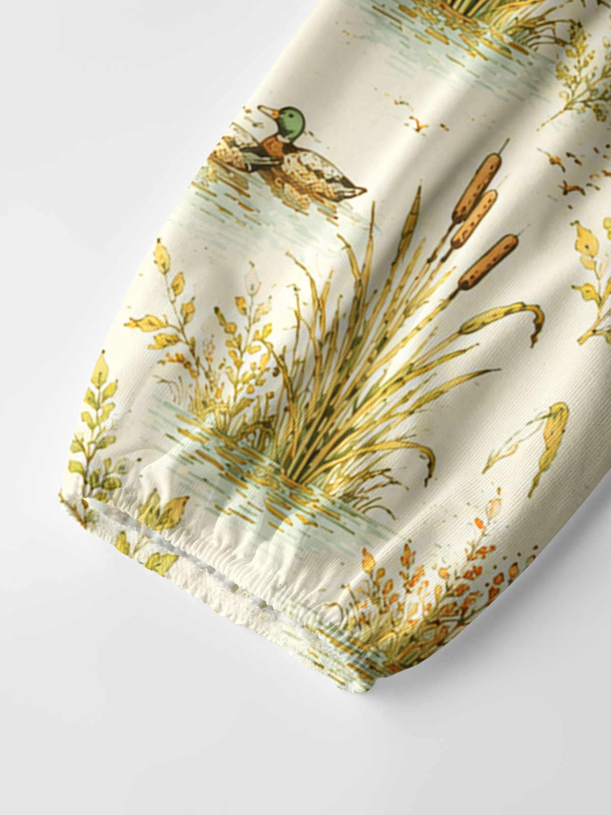Duck Hunting Marsh Print Boho Long Sleeve Tie‑Neck Blouse