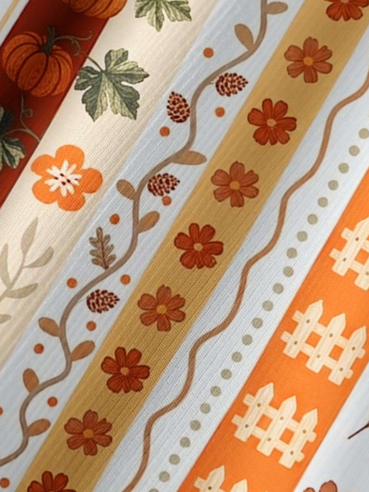 Autumn Pumpkin Patch Stripe Print Boho Long Sleeve Tie‑Neck Blouse