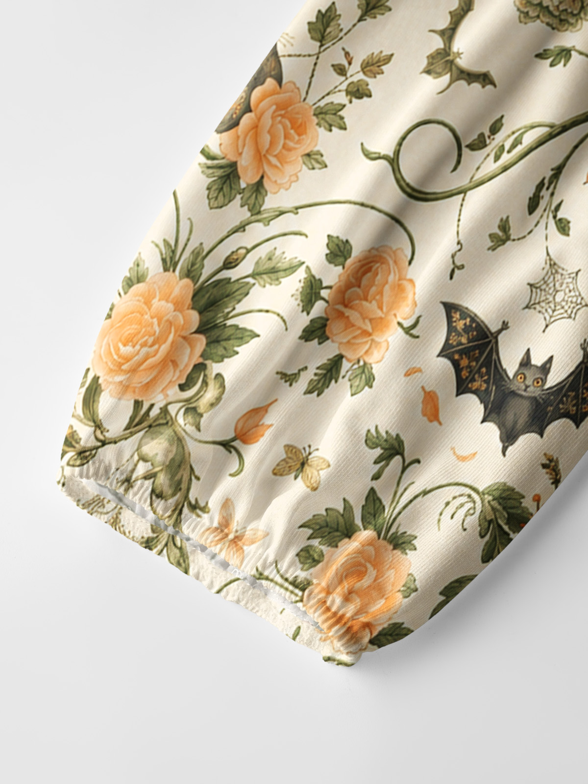 Pastoral Pumpkin Cat Print Boho Long Sleeve Tie‑Neck Blouse