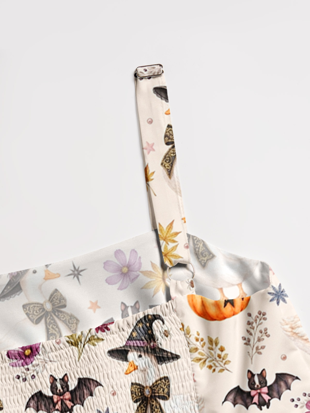 Rustic Halloween Goose Print Wide Straps Maxi Dress With Pockets
