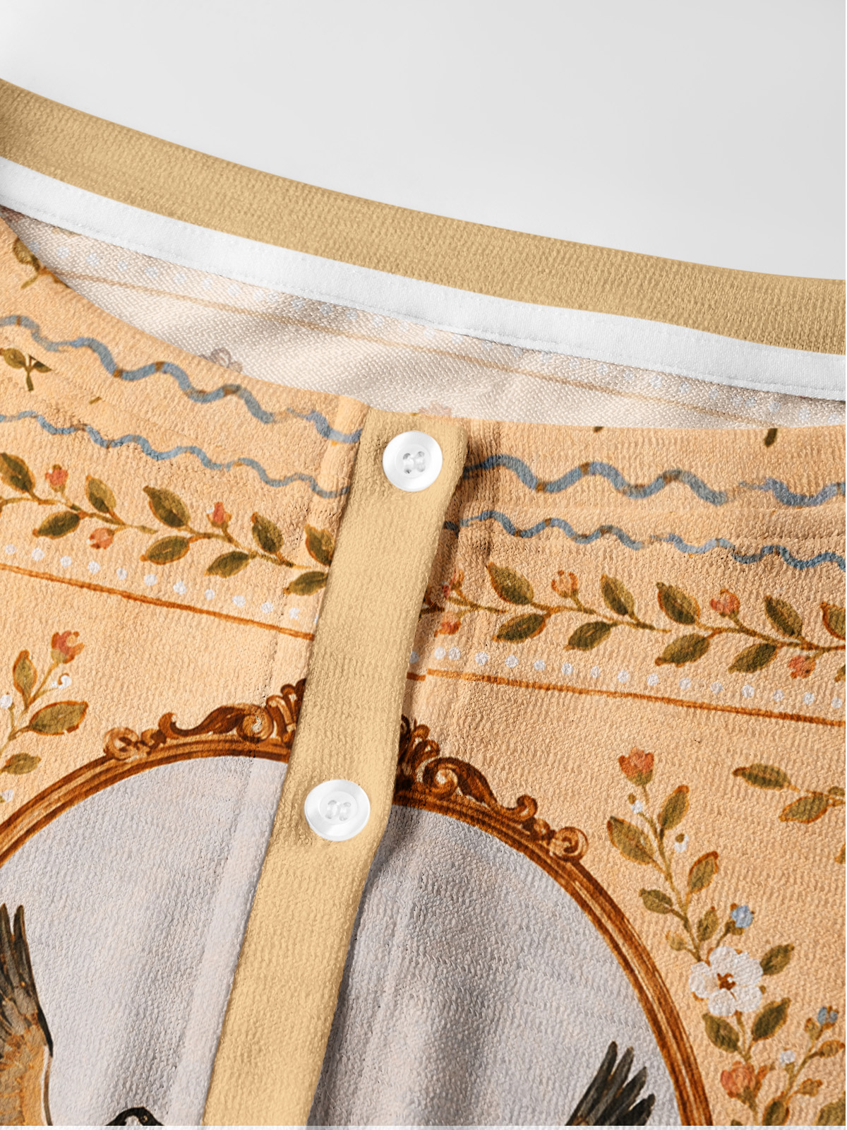 Flying Geese Portrait Print Fine‑Knit Cardigan