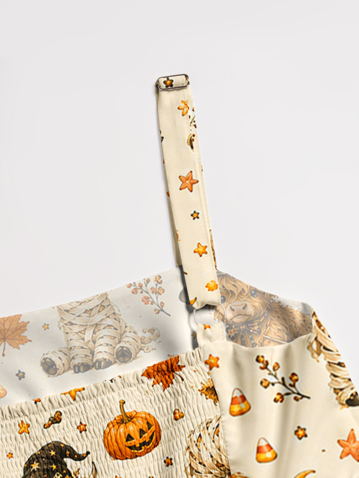Spooky Highland Cows Print Wide Straps Maxi Dress With Pockets
