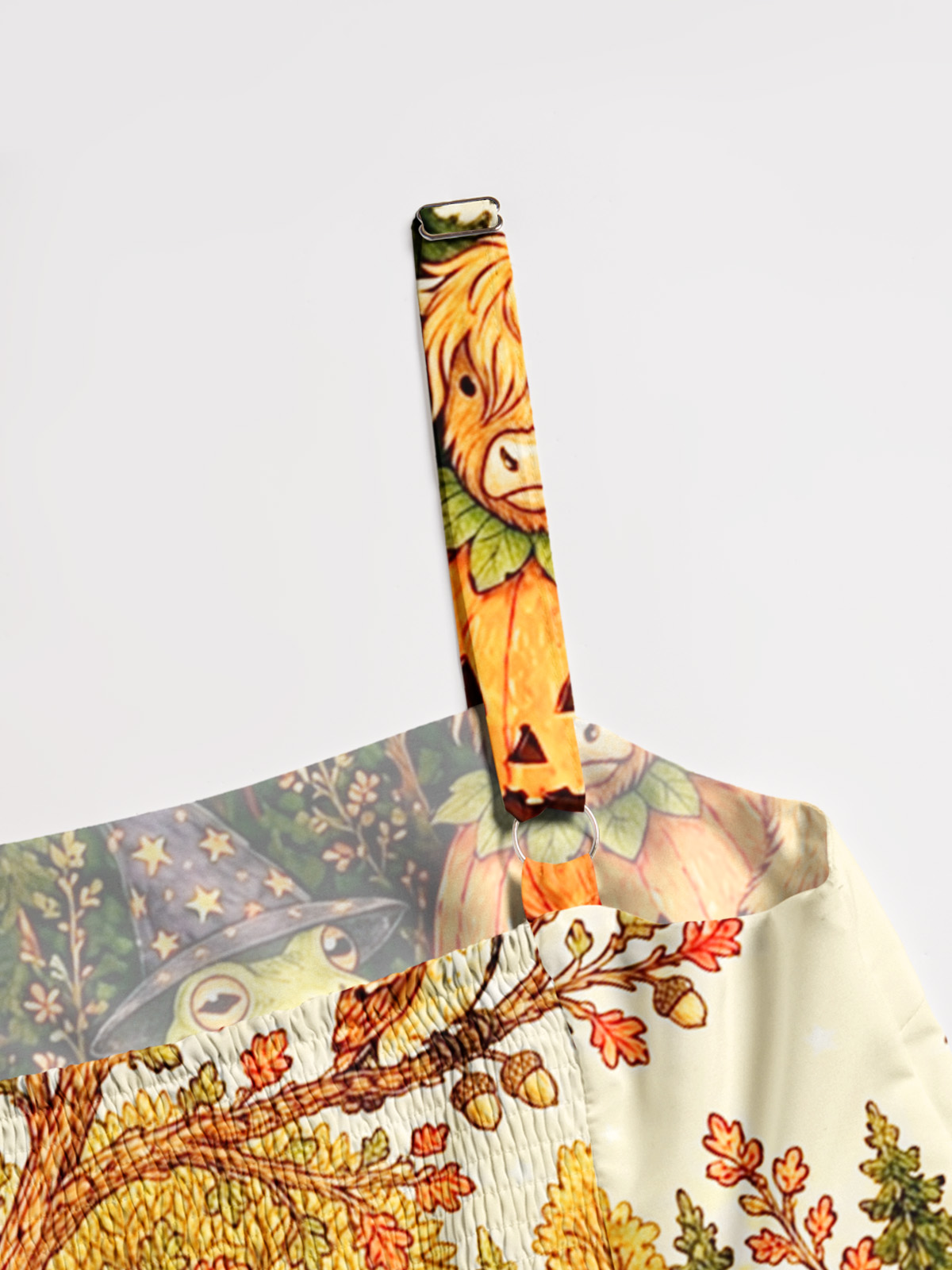 Halloween Pumpkin Fairy Forest Print Wide Straps Maxi Dress With Pockets